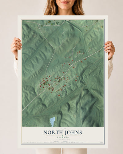 Map of North Johns, Alabama, 24 x 36 inch unframed archival matte print