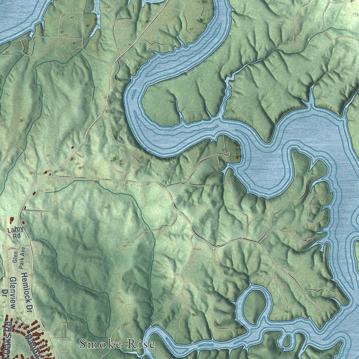 Second close-up of the map of Northport, Alabama print showing more streets and buildings