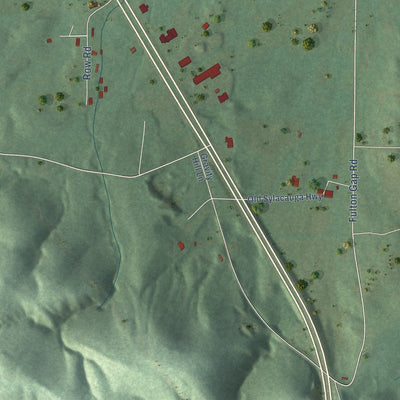 Second close-up of the map of Oak Grove, Alabama print showing more streets and buildings
