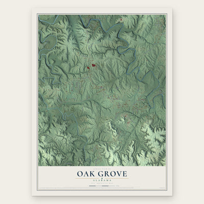 Oak Grove, Jefferson County, Alabama map print, the full design