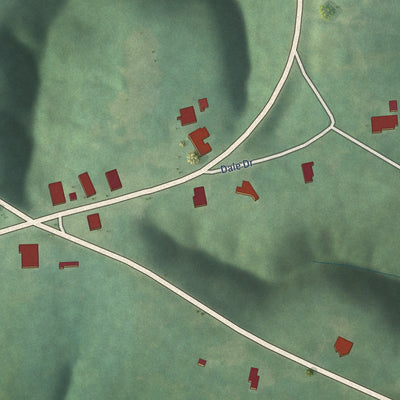 Close-up of the map of Oak Hill, Alabama print showing street and building detail