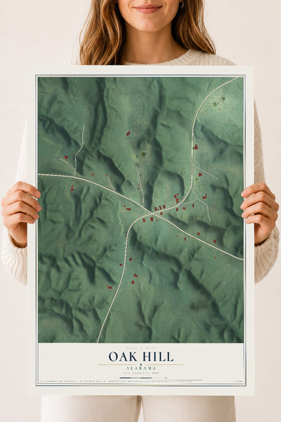 Map of Oak Hill, Alabama, 18 x 24 inch unframed archival matte print