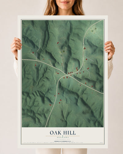 Map of Oak Hill, Alabama, 24 x 36 inch unframed archival matte print