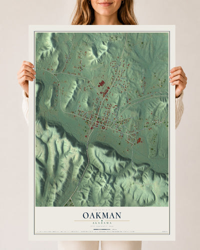 Map of Oakman, Alabama, 24 x 36 inch unframed archival matte print