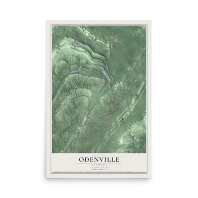 Map of Odenville, Alabama, 12 x 18 inch unframed archival matte print