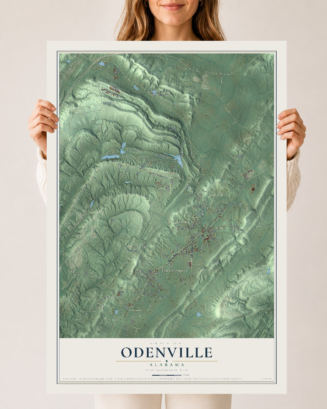 Map of Odenville, Alabama, 24 x 36 inch unframed archival matte print