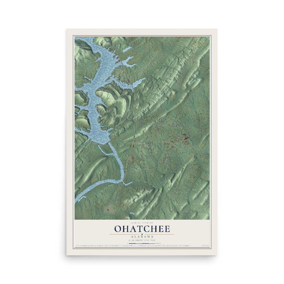 Map of Ohatchee, Alabama, 12 x 18 inch unframed archival matte print