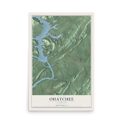 Map of Ohatchee, Alabama, 12 x 18 inch unframed archival matte print