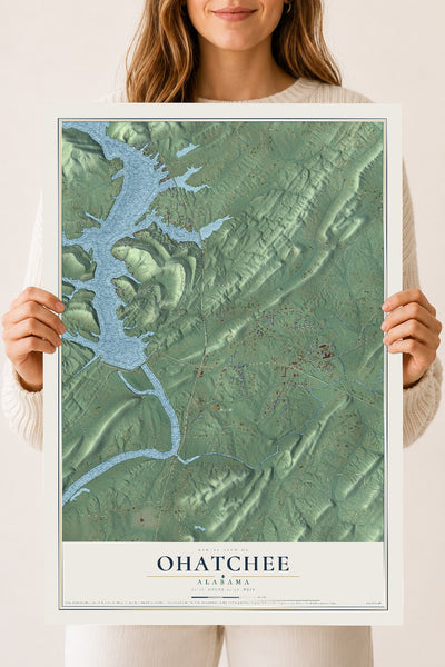 Map of Ohatchee, Alabama, 18 x 24 inch unframed archival matte print