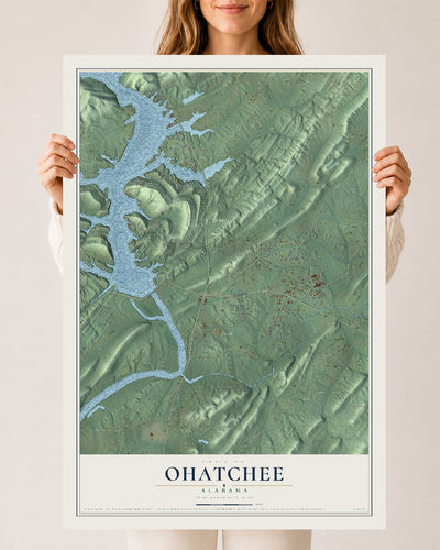 Map of Ohatchee, Alabama, 24 x 36 inch unframed archival matte print