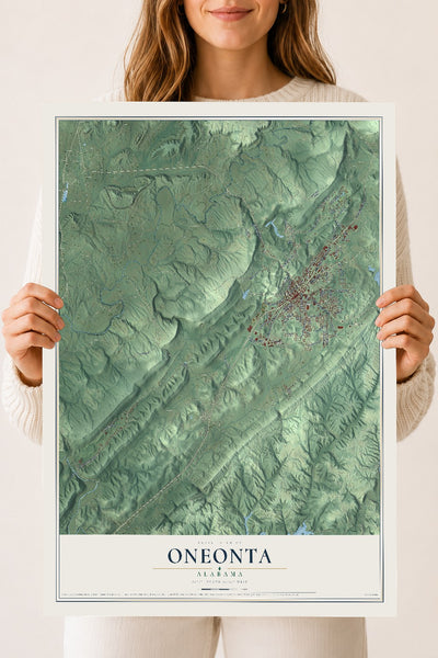 Map of Oneonta, Alabama, 18 x 24 inch unframed archival matte print