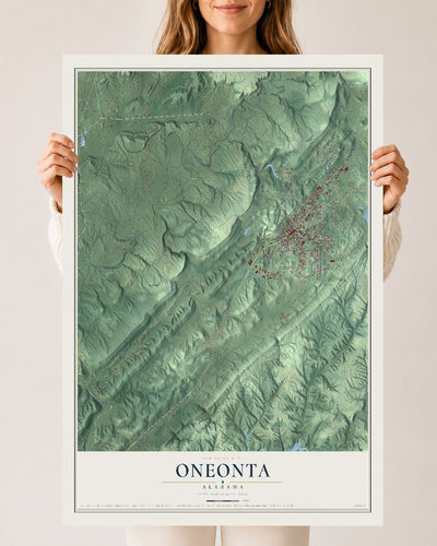 Map of Oneonta, Alabama, 24 x 36 inch unframed archival matte print