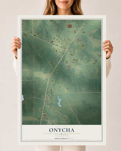Map of Onycha, Alabama, 24 x 36 inch unframed archival matte print