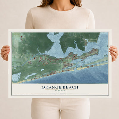 Map of Orange Beach, Alabama, 12 x 18 inch unframed archival matte print