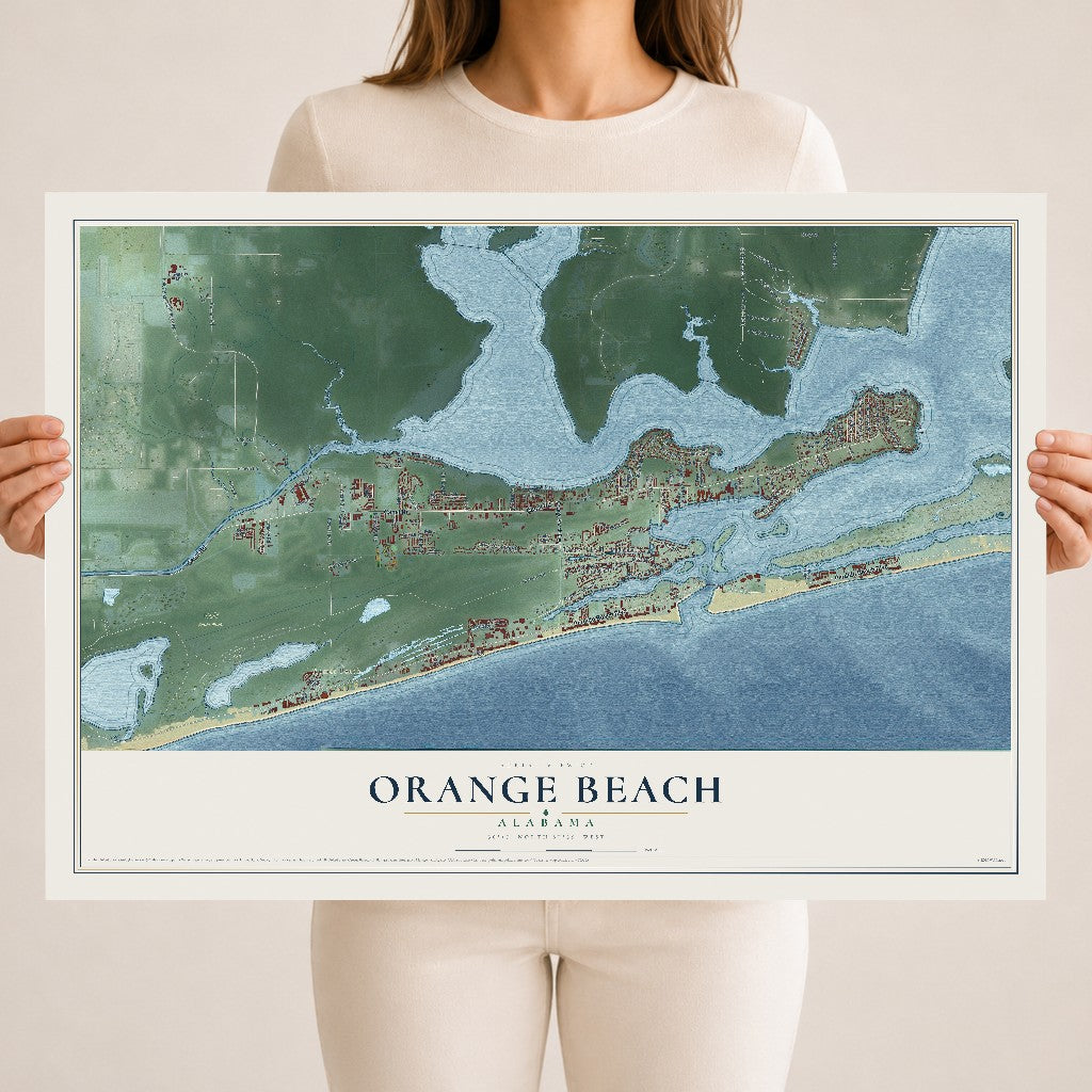 Map of Orange Beach, Alabama, 18 x 24 inch unframed archival matte print