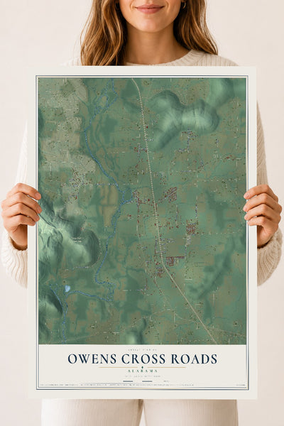 Map of Owens Cross Roads, Alabama, 18 x 24 inch unframed archival matte print