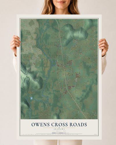 Map of Owens Cross Roads, Alabama, 24 x 36 inch unframed archival matte print