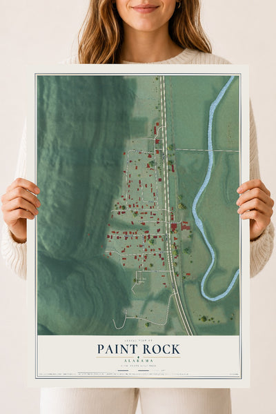 Map of Paint Rock, Alabama, 18 x 24 inch unframed archival matte print