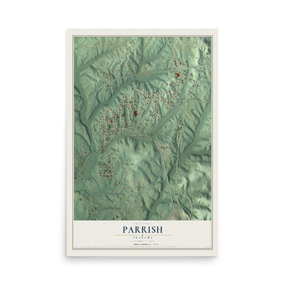 Map of Parrish, Alabama, 12 x 18 inch unframed archival matte print