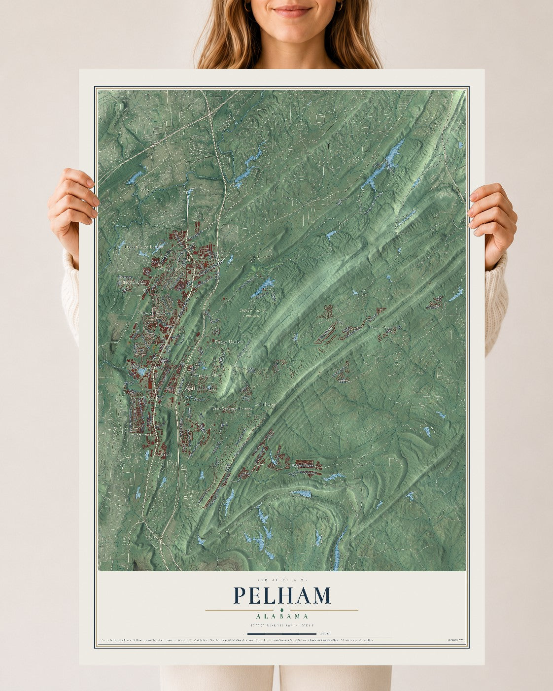 Map of Pelham, Alabama, 24 x 36 inch unframed archival matte print