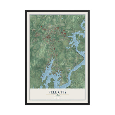 Map of Pell City, Alabama, 12 x 18 inch print in a black wood frame