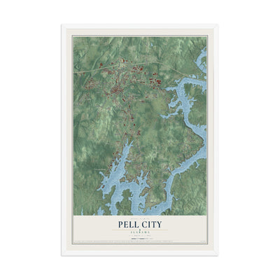 Map of Pell City, Alabama, 12 x 18 inch print in a white wood frame
