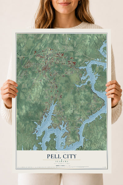 Map of Pell City, Alabama, 18 x 24 inch unframed archival matte print
