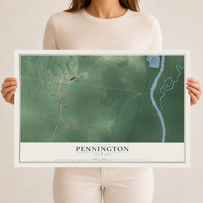 Map of Pennington, Alabama, 12 x 18 inch unframed archival matte print