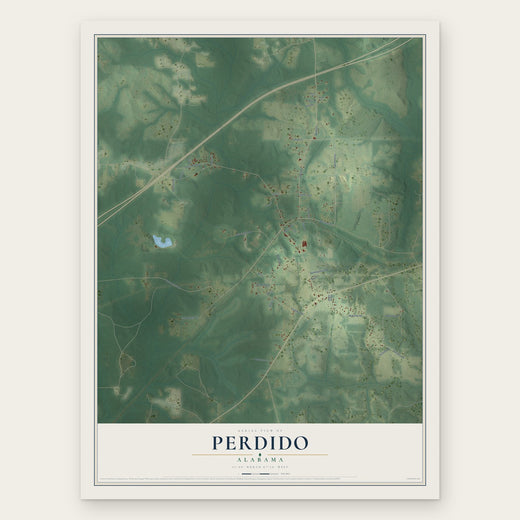 Perdido, Alabama map print, the full design