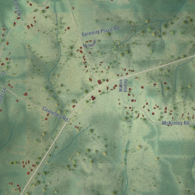 Close-up of the map of Perdido, Alabama print showing street and building detail