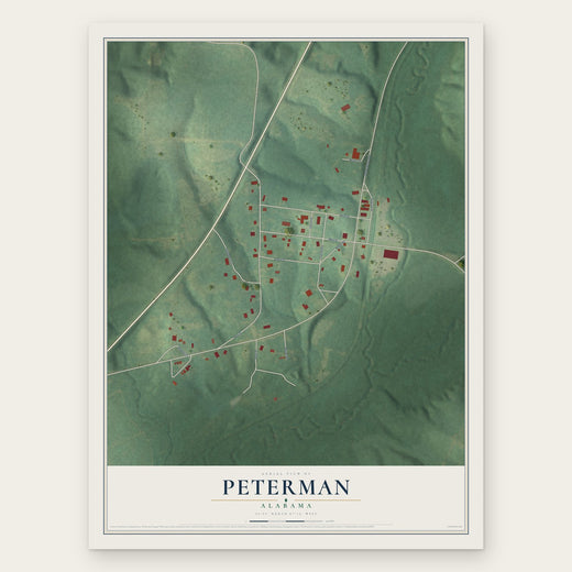 Peterman, Alabama map print, the full design