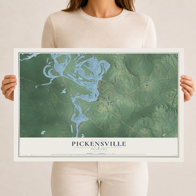 Map of Pickensville, Alabama, 12 x 18 inch unframed archival matte print