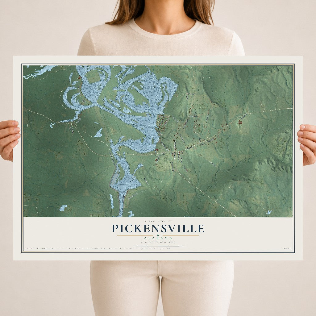 Map of Pickensville, Alabama, 18 x 24 inch unframed archival matte print