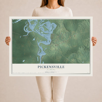 Map of Pickensville, Alabama, 24 x 36 inch unframed archival matte print