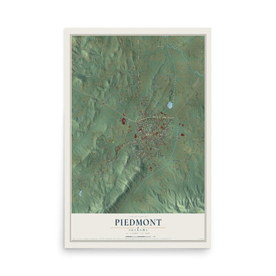 Map of Piedmont, Alabama, 12 x 18 inch unframed archival matte print