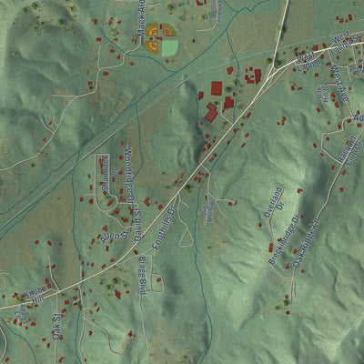 Second close-up of the map of Piedmont, Alabama print showing more streets and buildings