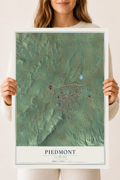 Map of Piedmont, Alabama, 18 x 24 inch unframed archival matte print