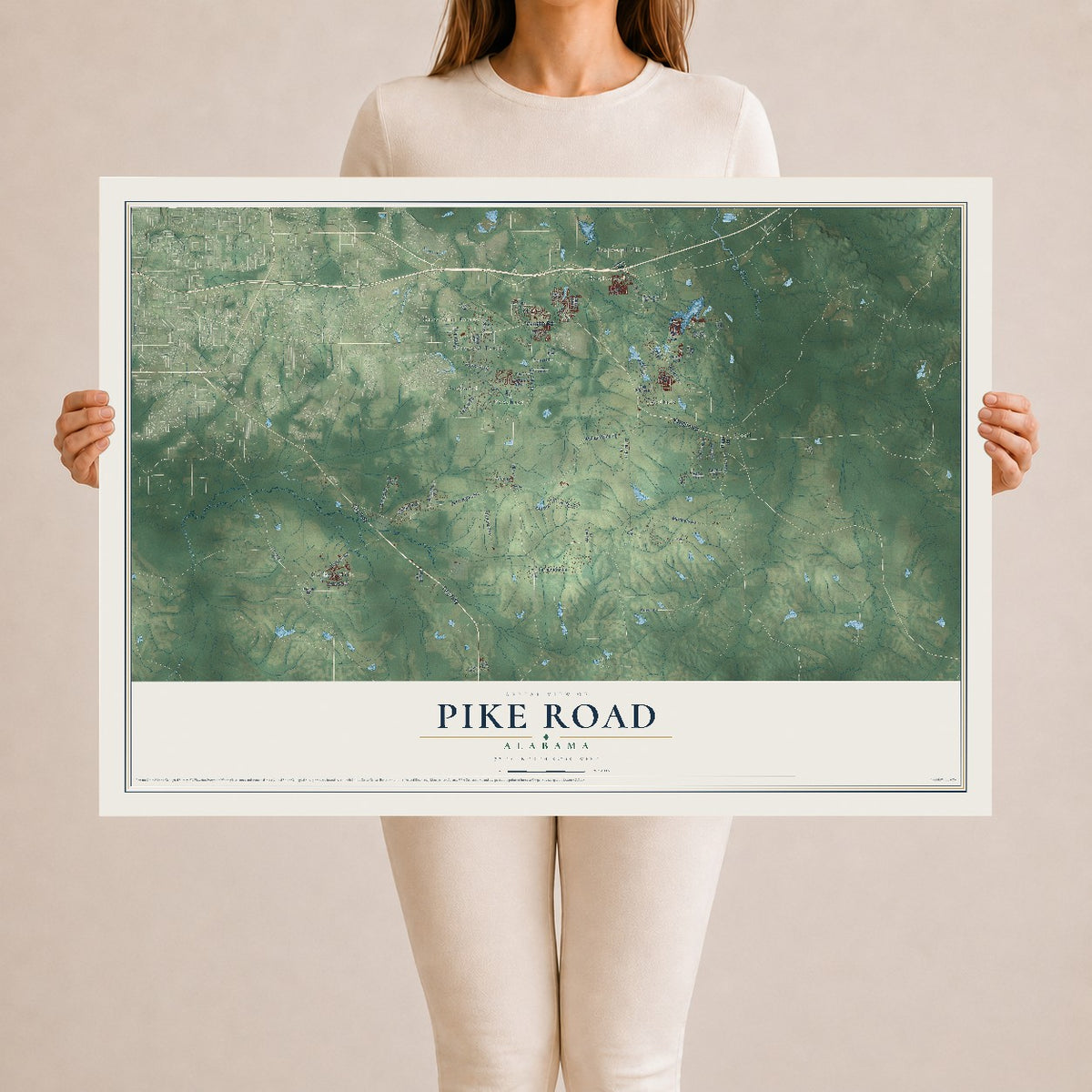 Map of Pike Road, Alabama, 24 x 36 inch unframed archival matte print