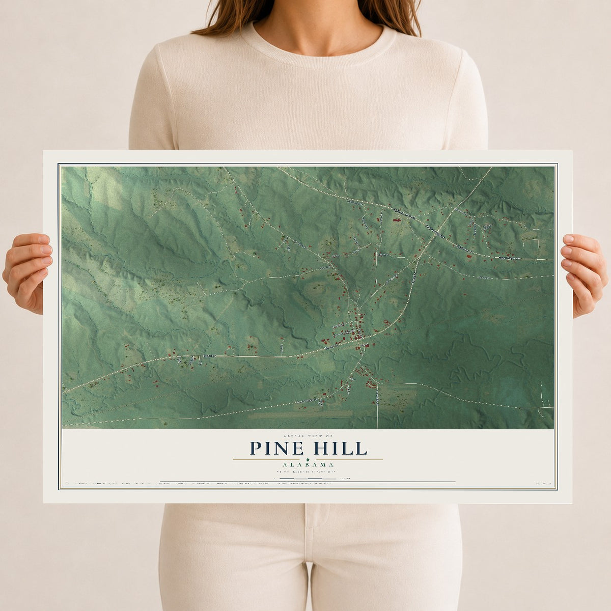 Map of Pine Hill, Alabama, 12 x 18 inch unframed archival matte print