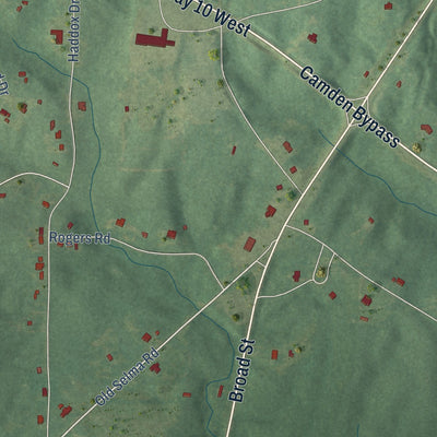 Close-up of the map of Pine Hill, Alabama print showing street and building detail