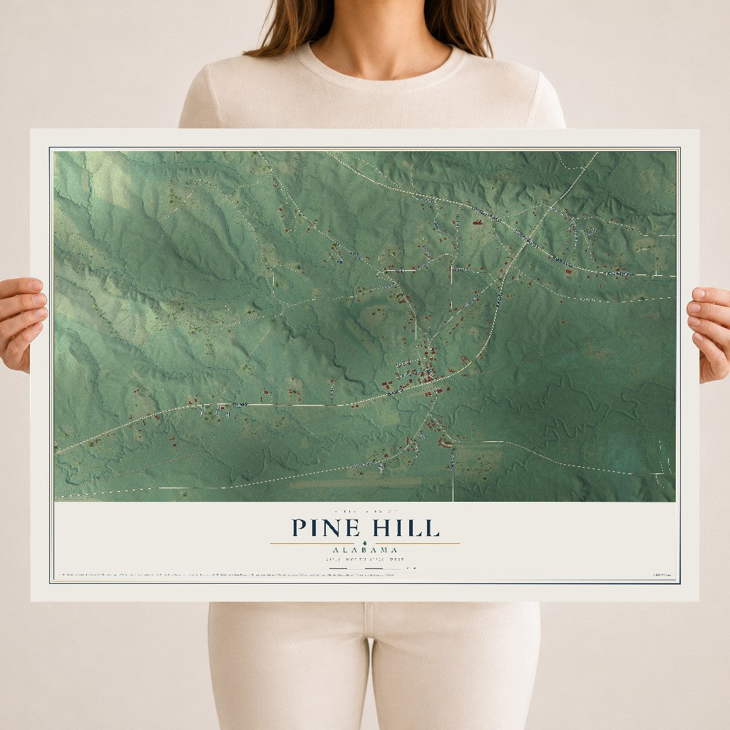 Map of Pine Hill, Alabama, 18 x 24 inch unframed archival matte print