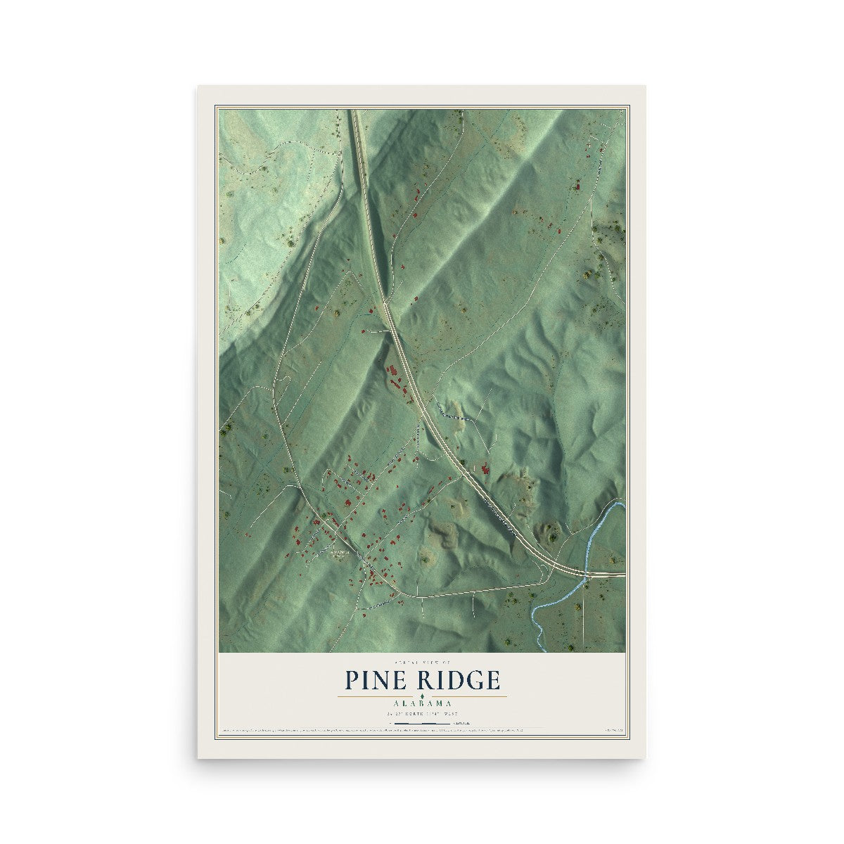 Map of Pine Ridge, Alabama, 12 x 18 inch unframed archival matte print