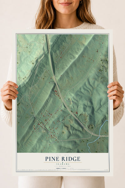 Map of Pine Ridge, Alabama, 18 x 24 inch unframed archival matte print