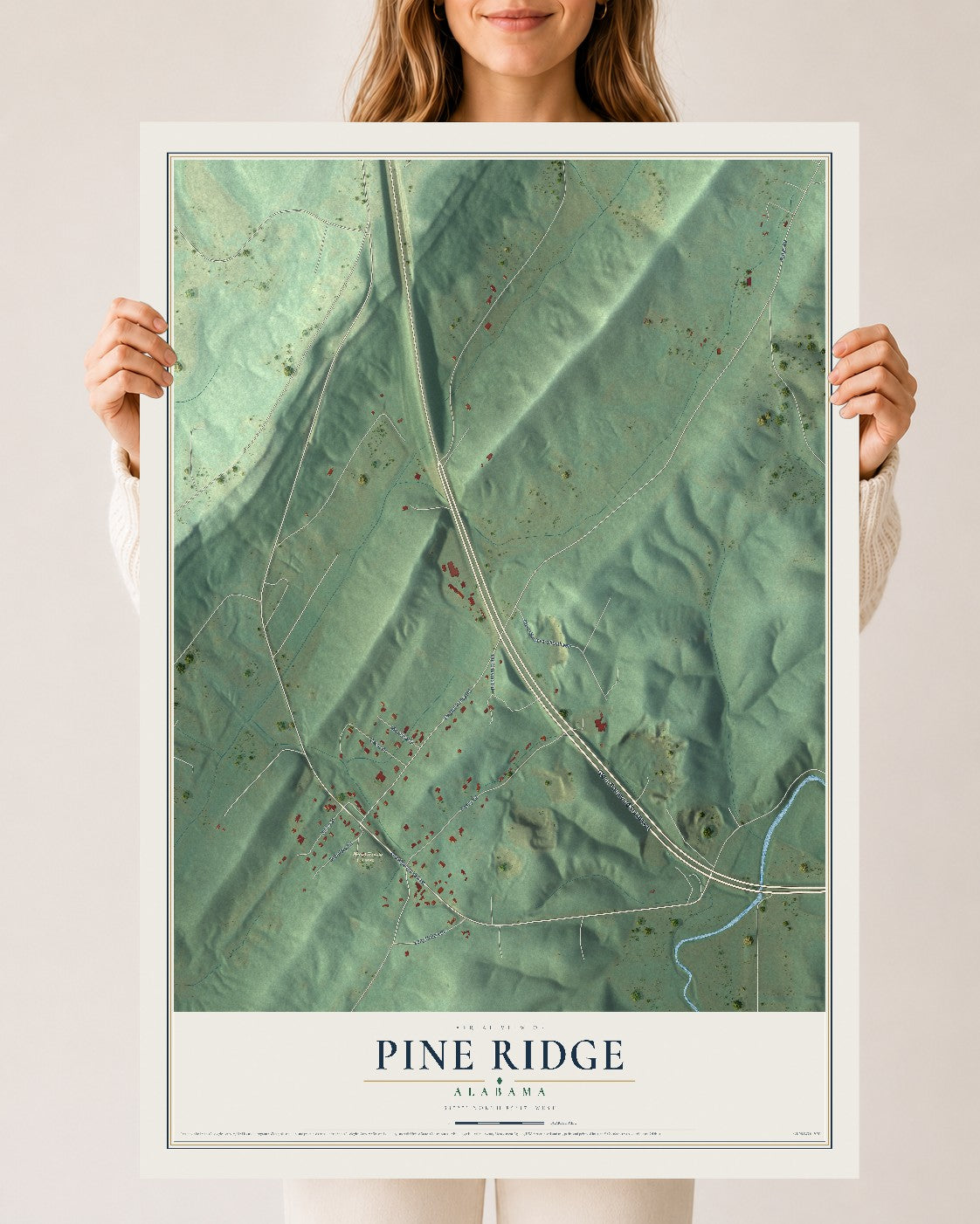 Map of Pine Ridge, Alabama, 24 x 36 inch unframed archival matte print