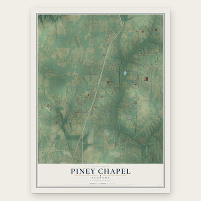 Piney Chapel, Alabama map print, the full design