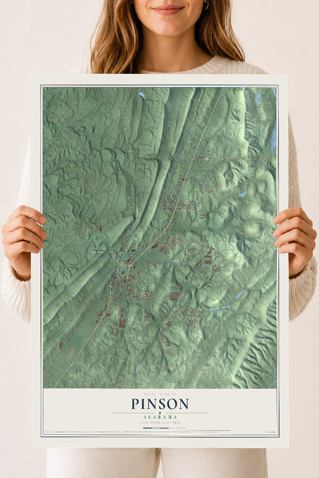 Map of Pinson, Alabama, 18 x 24 inch unframed archival matte print