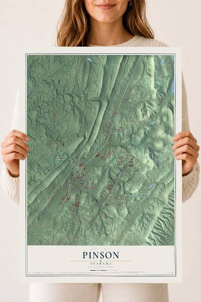 Map of Pinson, Alabama, 18 x 24 inch unframed archival matte print