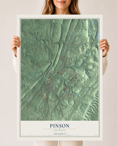 Map of Pinson, Alabama, 24 x 36 inch unframed archival matte print