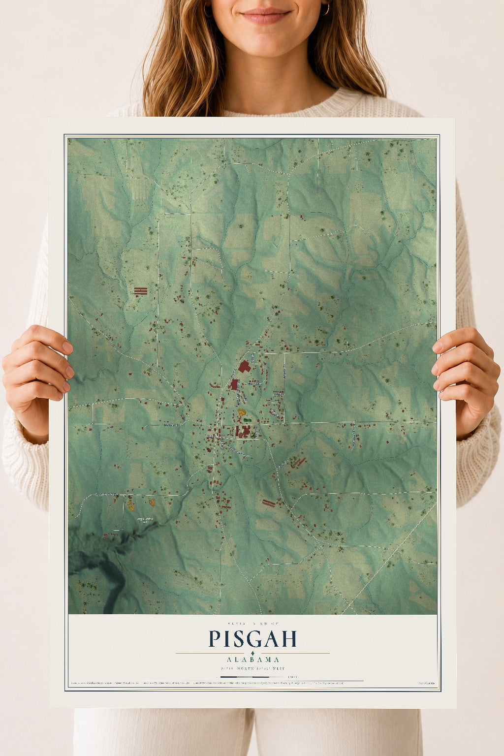 Map of Pisgah, Alabama, 18 x 24 inch unframed archival matte print