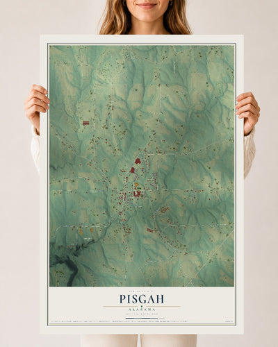 Map of Pisgah, Alabama, 24 x 36 inch unframed archival matte print